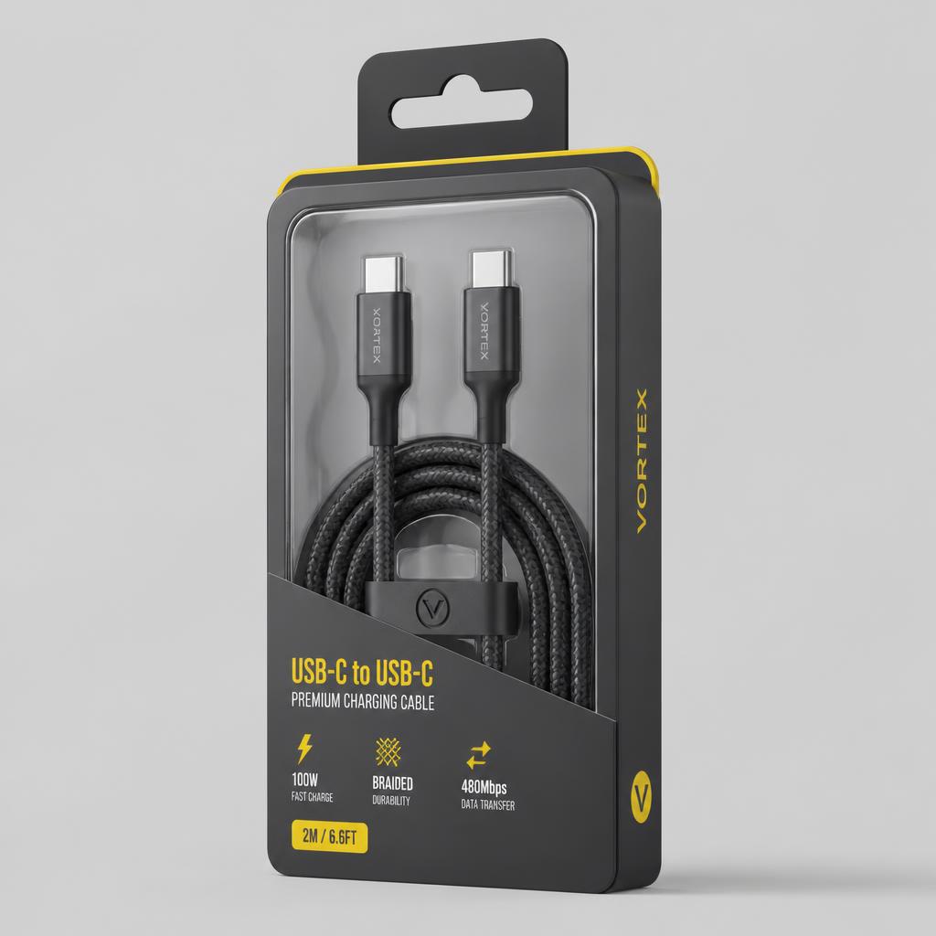 Private label charging cables retail packaging mockup
